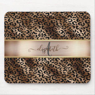 Leopardmönster Svart Brons Monogram Musmatta
