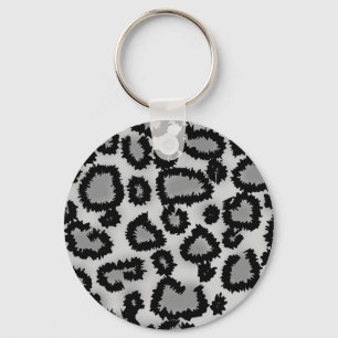 Leopardmönster, svart och grått. nyckelring