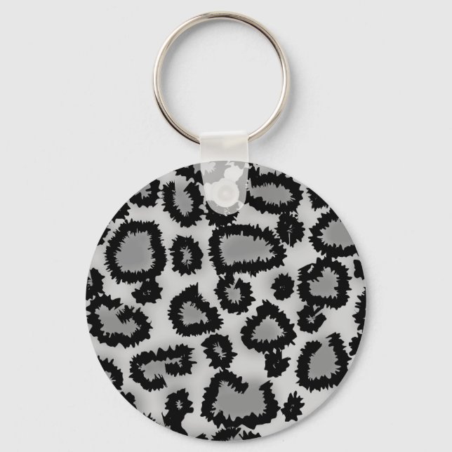 Leopardmönster, svart och grått. nyckelring (Framsida)