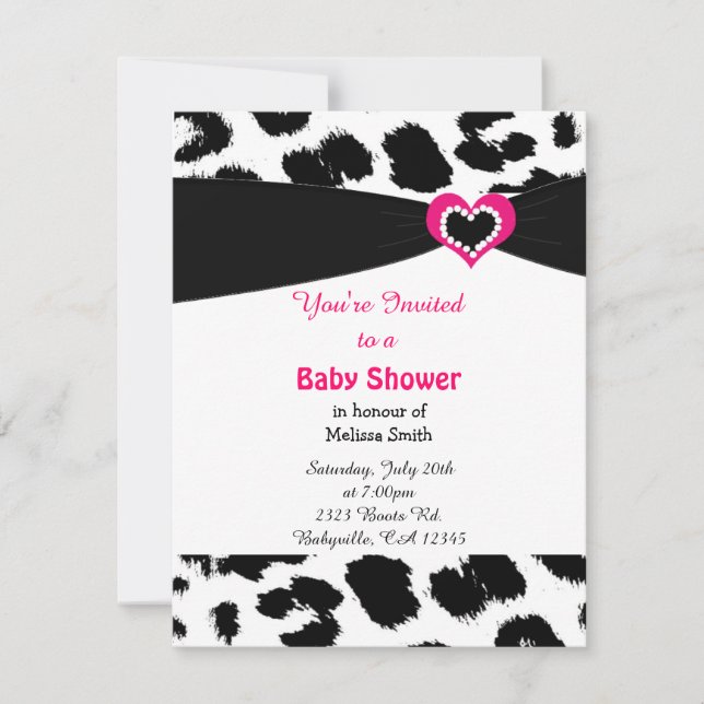 Leopardmönstrad Baby Shower-inbjudan Inbjudningar (Framsida)