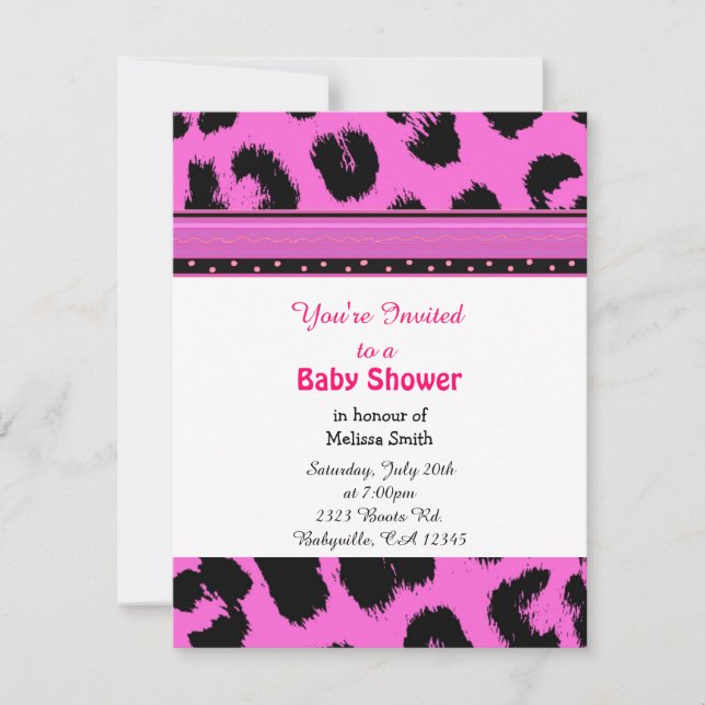 Leopardmönstrad Baby Shower-inbjudan Inbjudningar (Framsida)