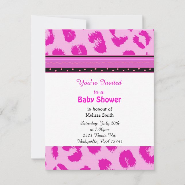 Leopardmönstrad Baby Shower-inbjudan Inbjudningar (Framsida)