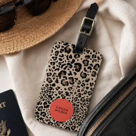 Leopardmönstrad bagagetikett | Stila resetiketter Bagagebricka