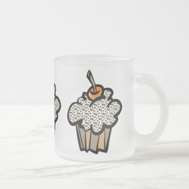 leopardmönstrad cupcake frostad glasmugg (Höger)