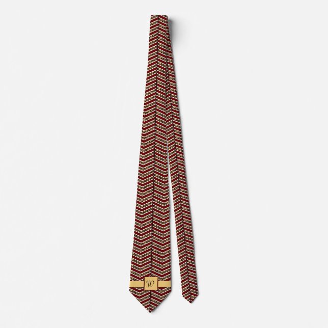 Leopardmönstrat Chevron Herrhalsduk Slips (Framsida)