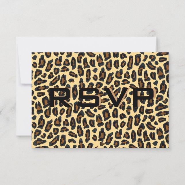 Leopardpäls Bröllopsmottagning RSVP OSA Kort (Framsida)