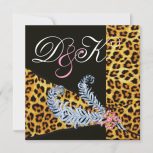 LEOPARDPÄLSBAND OCH DIAMANTFJÄDRAR MONOGRAM INBJUDNINGAR