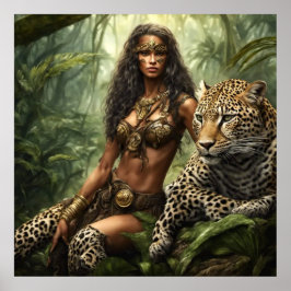Leopardprinsessan Pinup Flickstil Väggen Poster