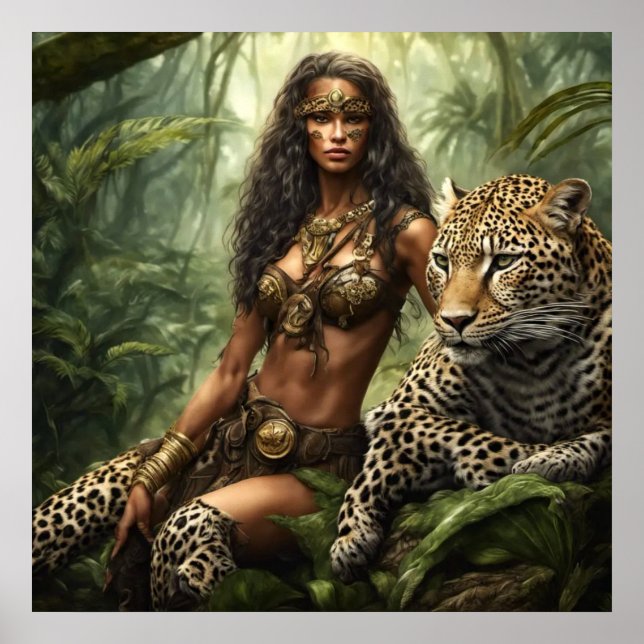 Leopardprinsessan Pinup Flickstil Väggen Poster (Framsidan)