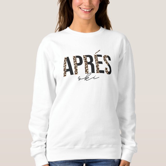 Leopardprint Après Ski-design T Shirt (Framsida)