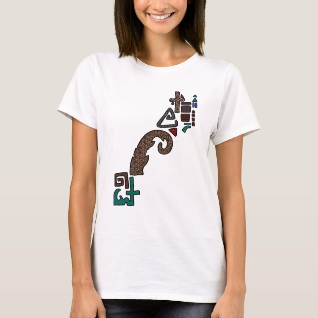 Leopardprint asymmetrisk geometrisk grafisk t-shir t shirt (Framsida)