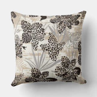 Leopardprint Floral Kastkudde | Neutral Botanisk Kudde