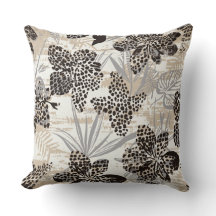 Leopardprint Floral Kastkudde | Neutral Botanisk