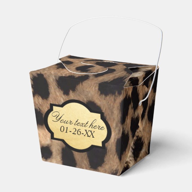 Leopardprint Gold Folie Presentaskar för Festlighe (Framsidan Sidan)