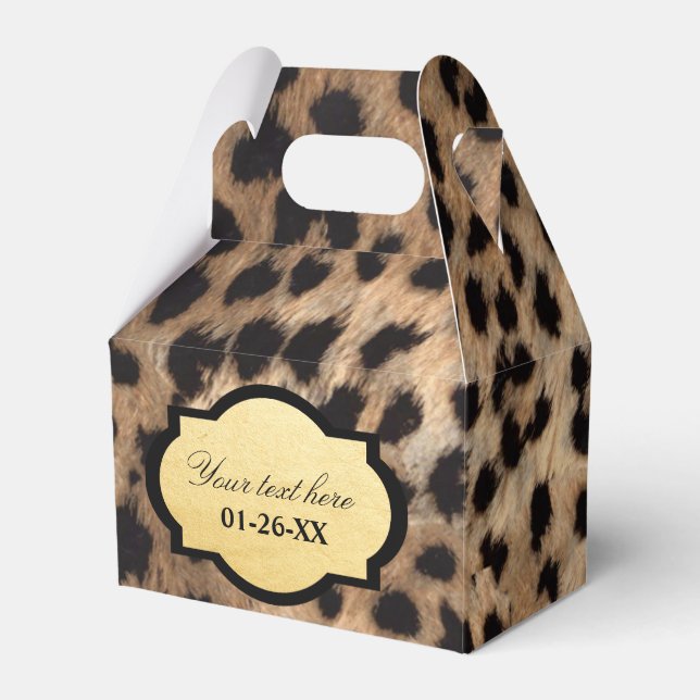 Leopardprint & Guld Folie Chic Present Parti Förmå Presentaskar (Framsidan Sidan)