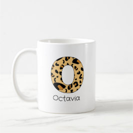 Leopardprint Initial o Gemener och Namn Kaffemugg