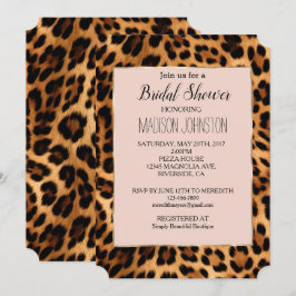 Leopardprint Rosa Chic Guld Glam Inbjudningar