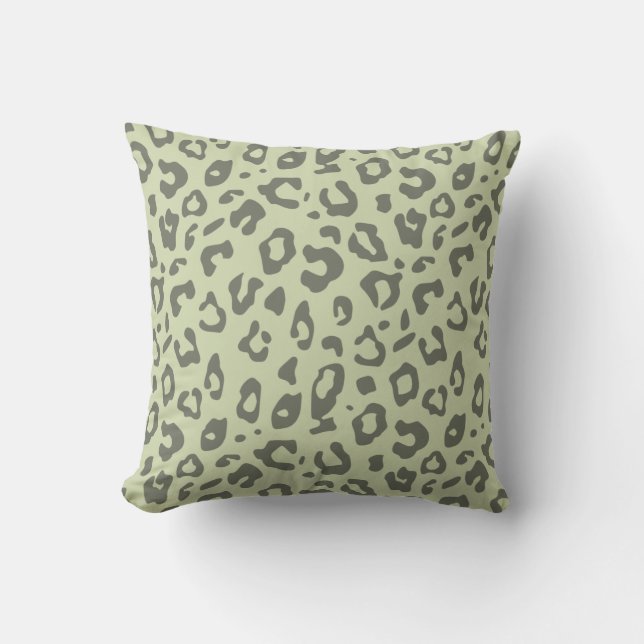 Leopardprint Sagegrön och Nyanser Djurprint Kudde (Framsida)