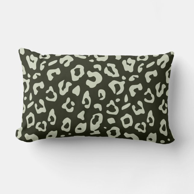 Leopardprint Salggrön Djungelgrön Djurprint Lumbarkudde (Framsida)