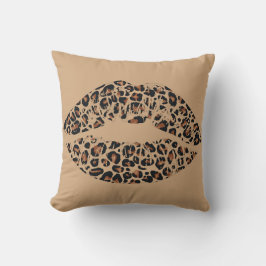 Leopardprintade läppar Kastkudde | Chic Glamour Dj Kudde
