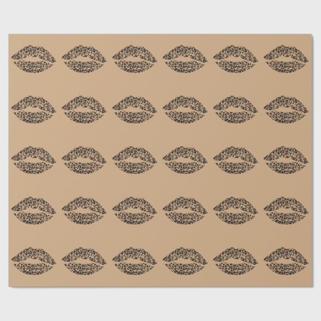Leopardprintade läppar Kastkudde | Chic Glamour Dj Presentpapper (Platt)
