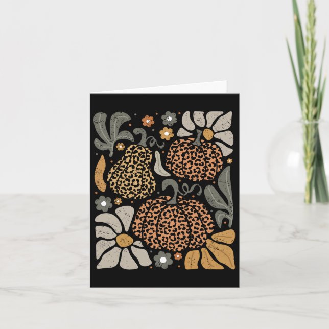 Leopardpumpa Med Blommor Boho Blommig Tackgivelse Kort (Framsida)