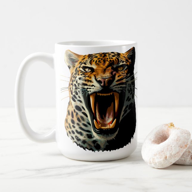 Leopards avrinningsanfall kaffemugg (Med munk)