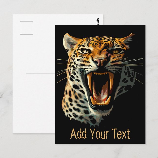 Leopards avrinningsanfall vykort (Fram/baksida)