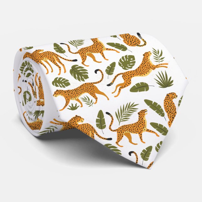 Leopards Cheetahs Tropical Lövs White Background Slips (Rullad)