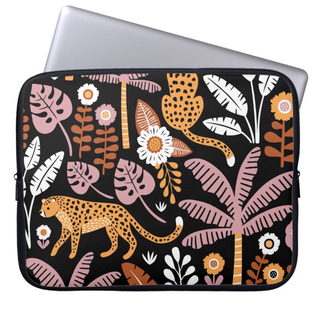 Leopards Handflatan Vintage Seamless Mönster Laptop Fodral (Framsidan)