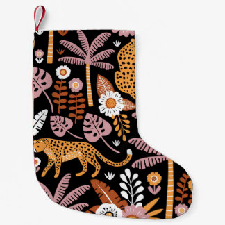 Leopards Handflatan Vintage Seamless Mönster Liten Julstrumpa