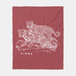 Leopards Illustration Burnt Sienna Fleece Blanket