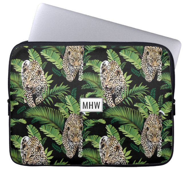 Leopards Mönster anpassningsbar monogram laptop sl Fodral (Framsidan)