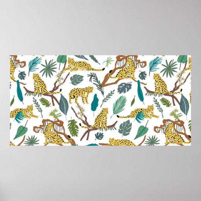 Leopards wild animals in jungle forest hand drawn  poster (Framsidan)