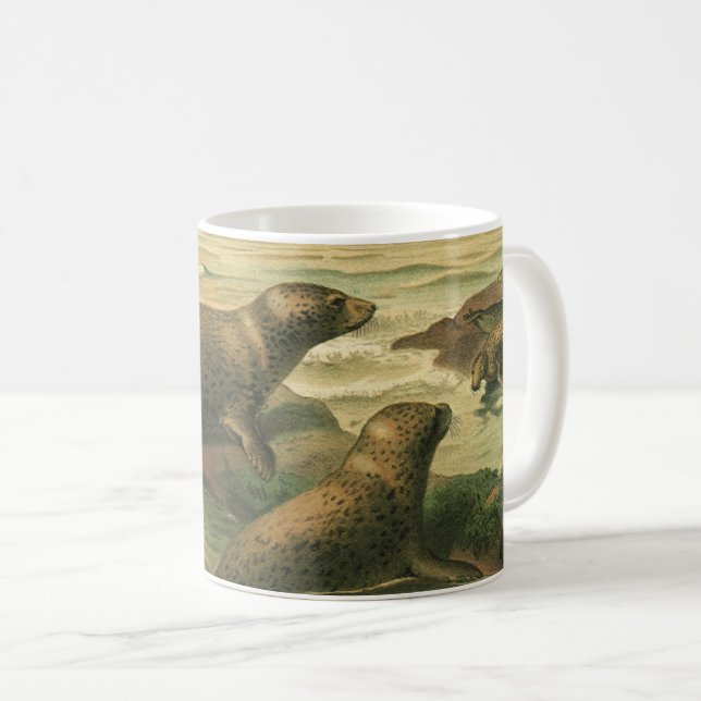 Leopardsäl, Gamla akvatiska djur Marinliv Kaffemugg (Framsida höger)