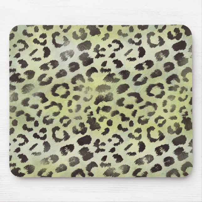 Leopardskinn i limegrönt musmatta (Framsidan)