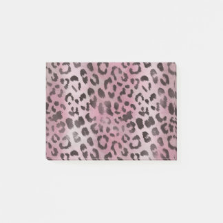Leopardskinn i rosa ros post-it block
