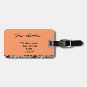 Leopardskinn i Tangerine Aprikos Bagagebricka