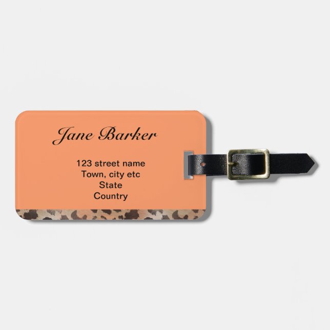 Leopardskinn i Tangerine Aprikos Bagagebricka (Horisontell Framsida)