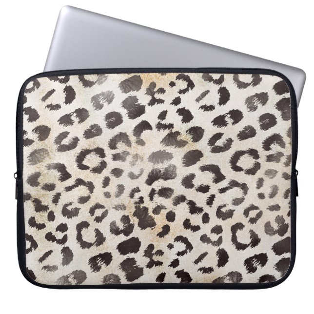Leopardskinn i Tangerine Elfenben Laptop Fodral (Framsidan)