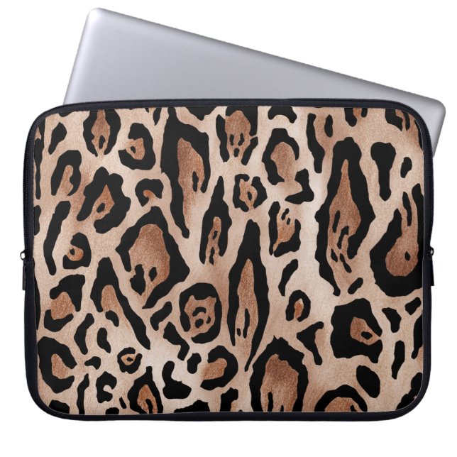 Leopardskinn: sömlös mönster. laptop fodral (Framsidan)
