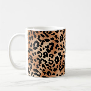 leopardskinn. Utformning av snyggt med leopard Kaffemugg
