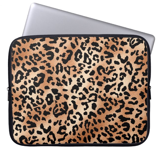 leopardskinn. Utformning av snyggt med leopard Laptop Fodral (Framsidan)