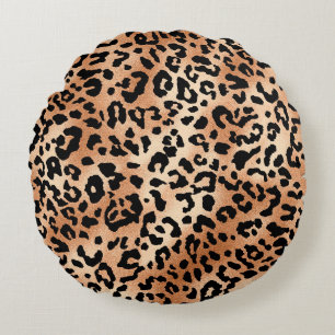 leopardskinn. Utformning av snyggt med leopard Rund Kudde