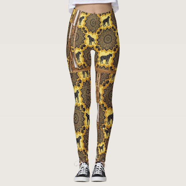 Leopardskiss-fusionsmönster konst leggings (Framsida)