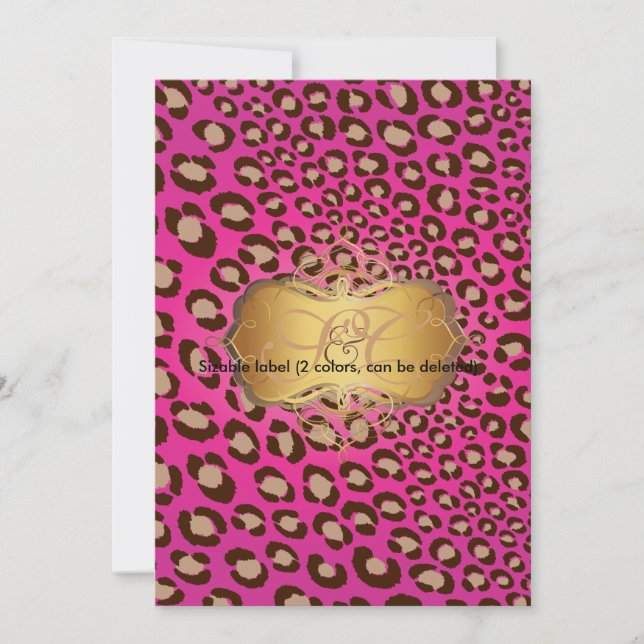 Leopardspets + pärlvridning/vintage/shock rosa inbjudningar (Framsida)