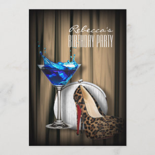 leopardstövlar blå martini cocktailparty inbjudningar