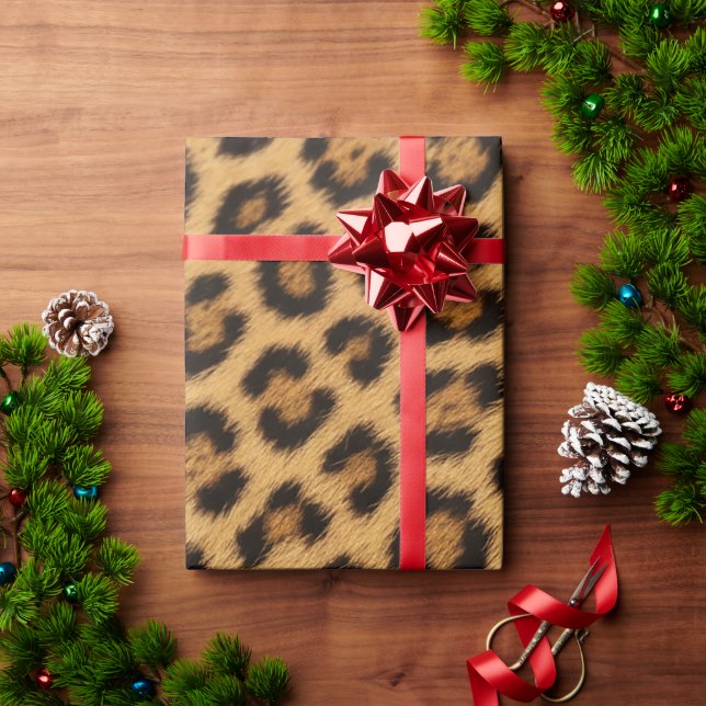 leopardstruktur päls hud läder djurtryck mönster presentpapper (Julgåva)