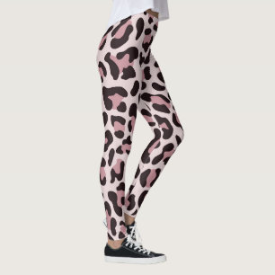 Leopardstrumpbyxor Rosa Guld Svart Leggings