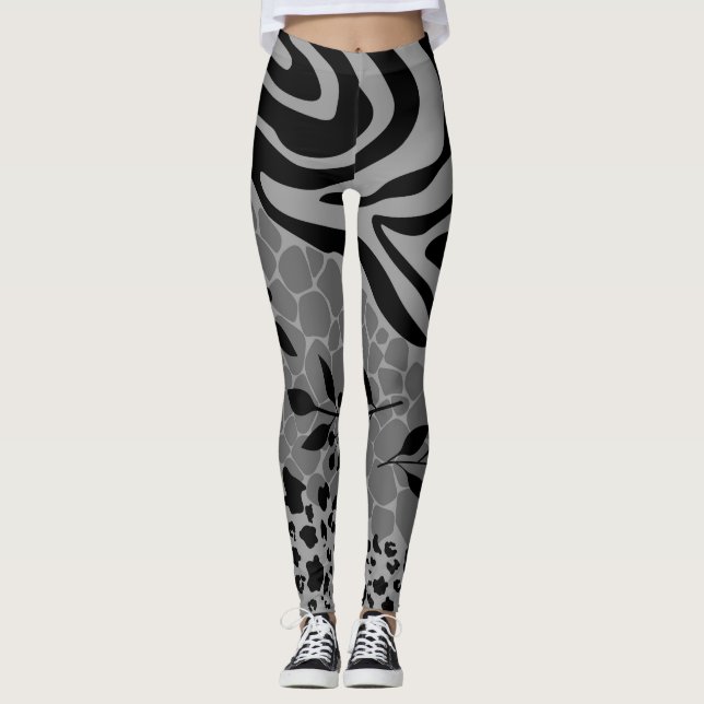 Leopardsvart och grått leggings (Framsida)
